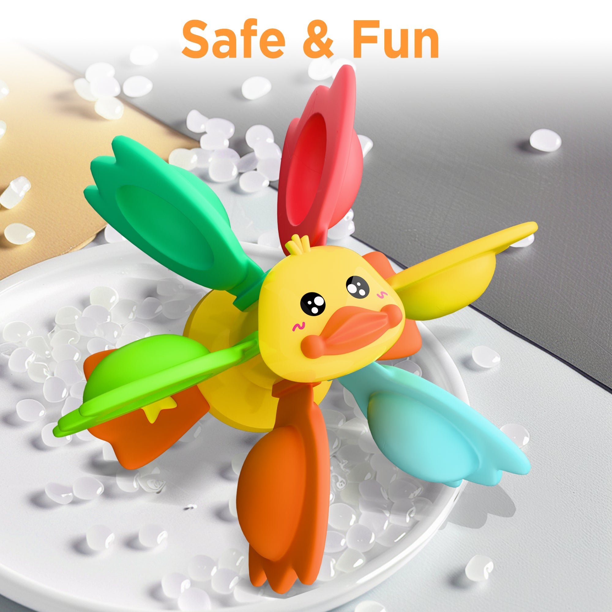 Baby Duck Bath Toy, Toddler Bathtub Suction Water Spinner Gear