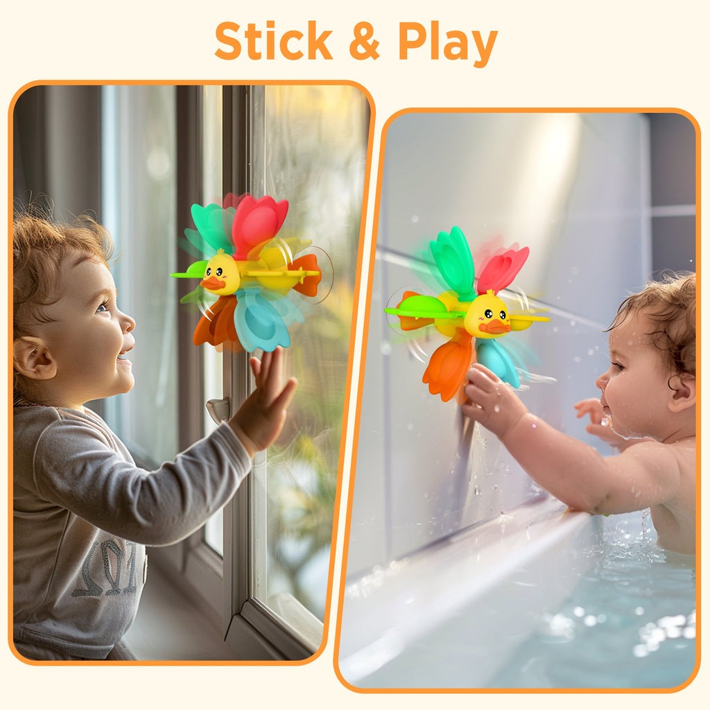 Baby Duck Bath Toy, Toddler Bathtub Suction Water Spinner Gear