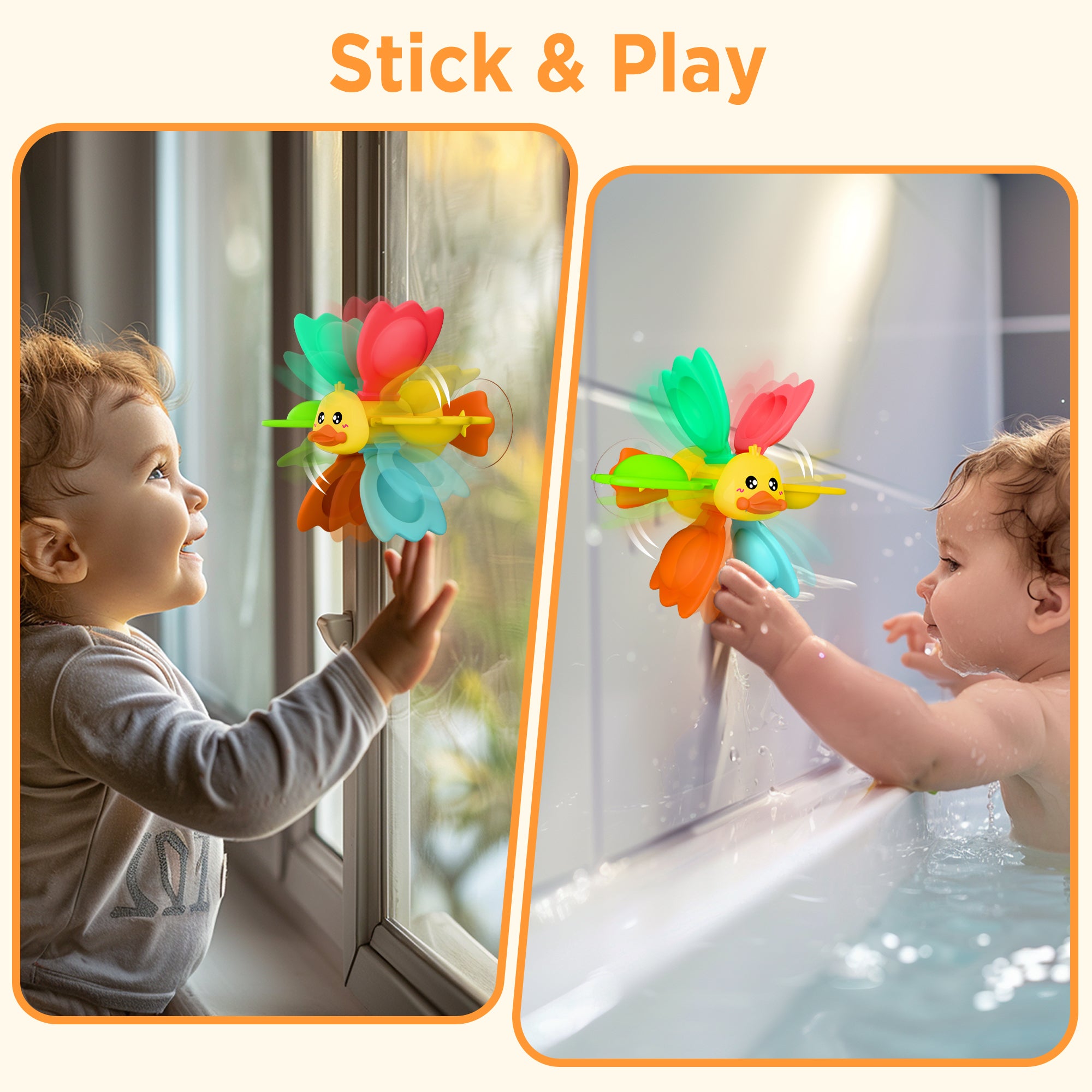 Baby Duck Bath Toy, Toddler Bathtub Suction Water Spinner Gear