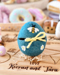 Sale Felt Egg Cover, Blue with Bee Motif