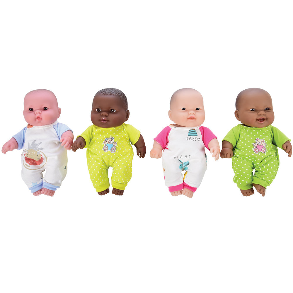Constructive Playthings® 4-Pack Doll Sleepwear Set for 10 Baby Dolls | Easy-Dress, Washable Outfits