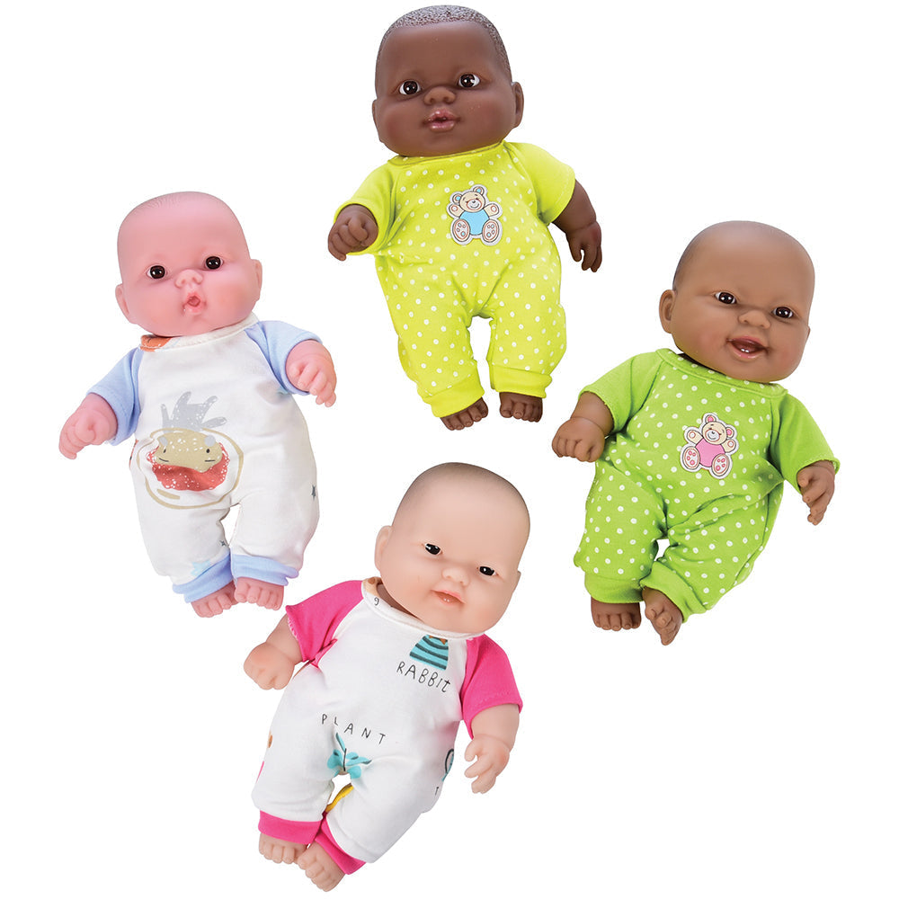 Constructive Playthings® 4-Pack Doll Sleepwear Set for 10 Baby Dolls | Easy-Dress, Washable Outfits