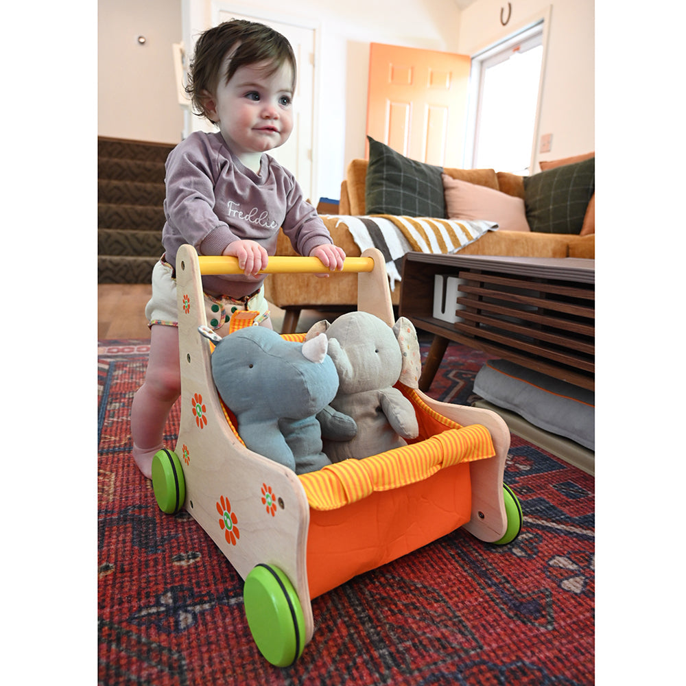 Beginner's Wooden Push Buggy with Safe Storage for Ages 12 Months+