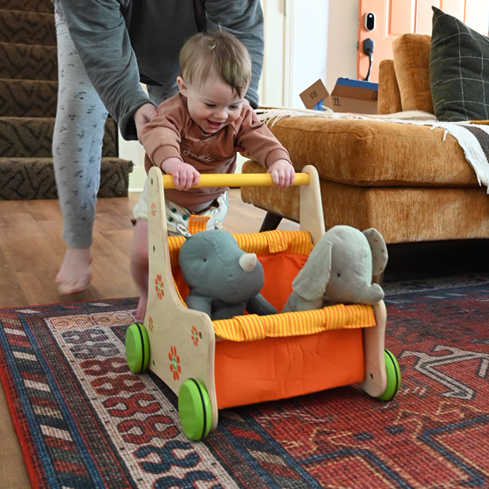 Beginner's Wooden Push Buggy with Safe Storage for Ages 12 Months+