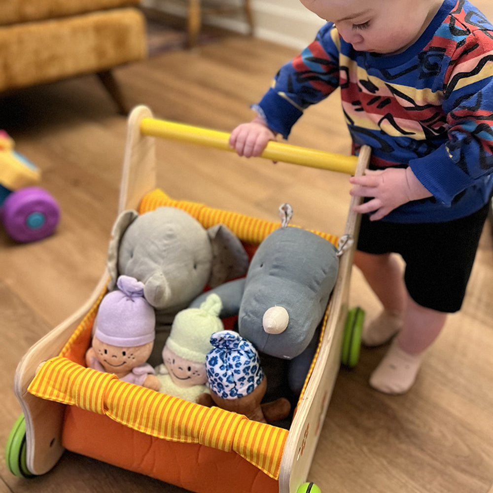 Beginner's Wooden Push Buggy with Safe Storage for Ages 12 Months+