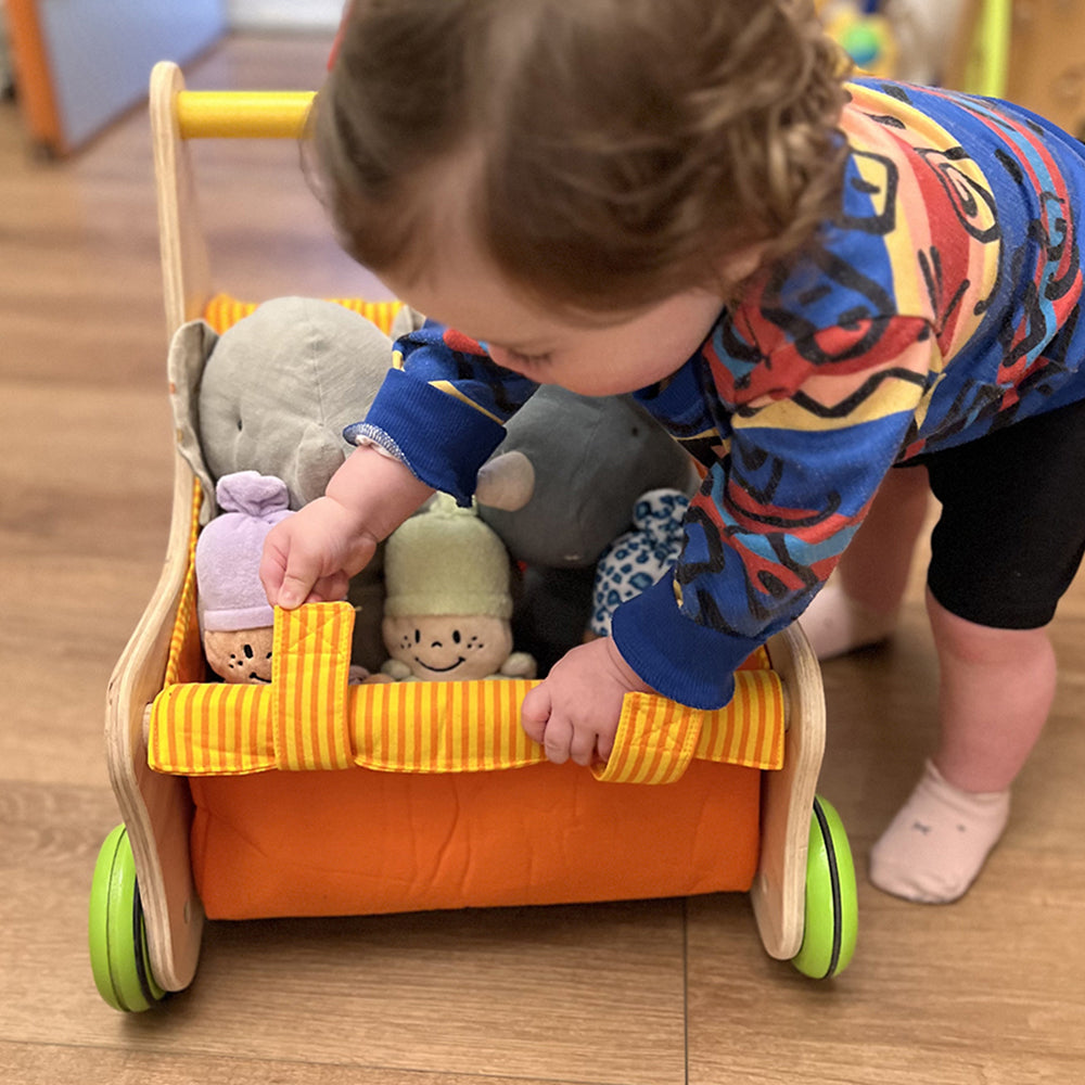 Beginner's Wooden Push Buggy with Safe Storage for Ages 12 Months+