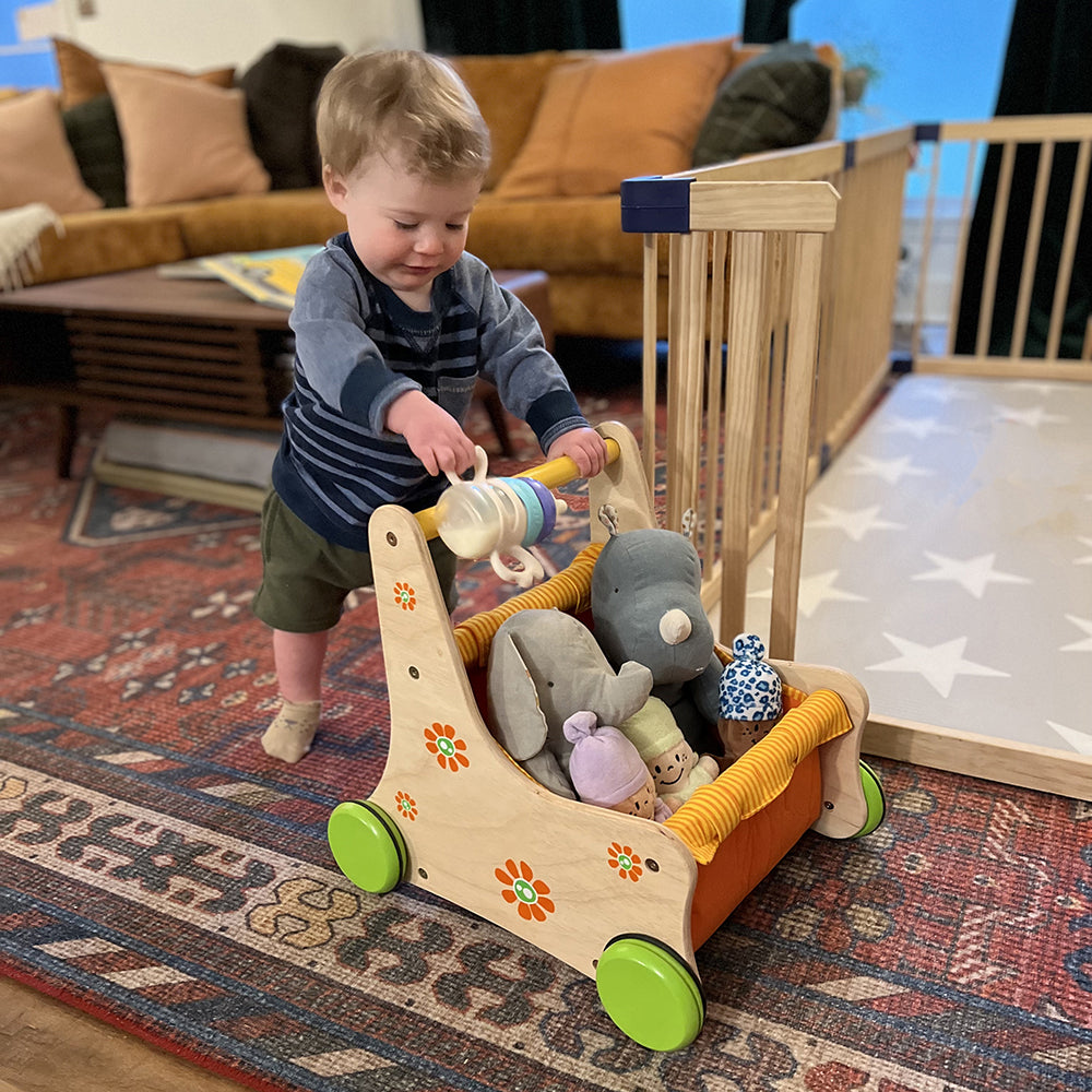 Beginner's Wooden Push Buggy with Safe Storage for Ages 12 Months+