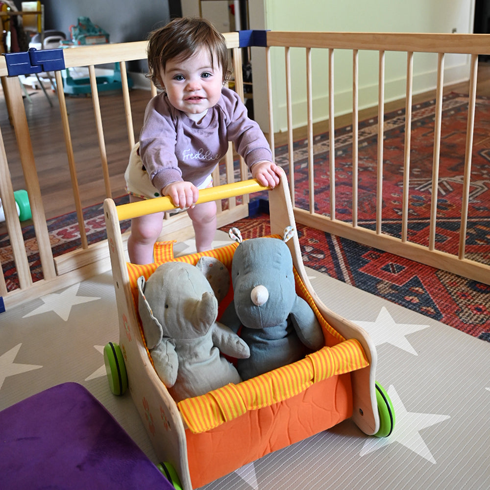 Beginner's Wooden Push Buggy with Safe Storage for Ages 12 Months+