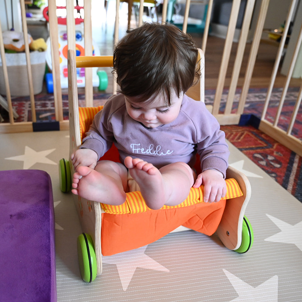 Beginner's Wooden Push Buggy with Safe Storage for Ages 12 Months+