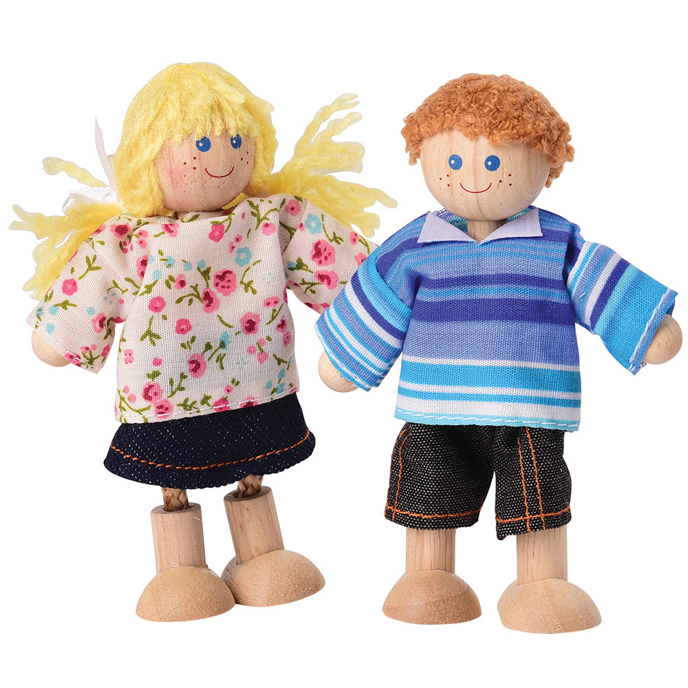 Bendable Wooden Dolls - Caucasian Family | 4 Piece Set