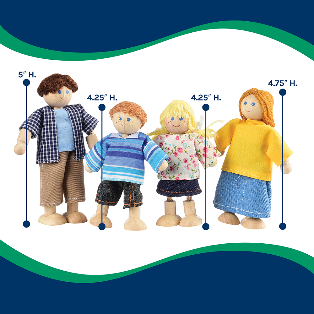 Bendable Wooden Dolls - Caucasian Family | 4 Piece Set