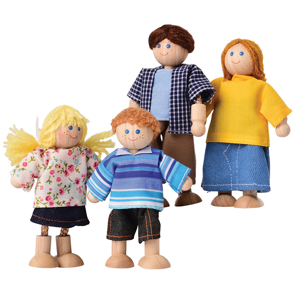 Bendable Wooden Dolls - Caucasian Family | 4 Piece Set