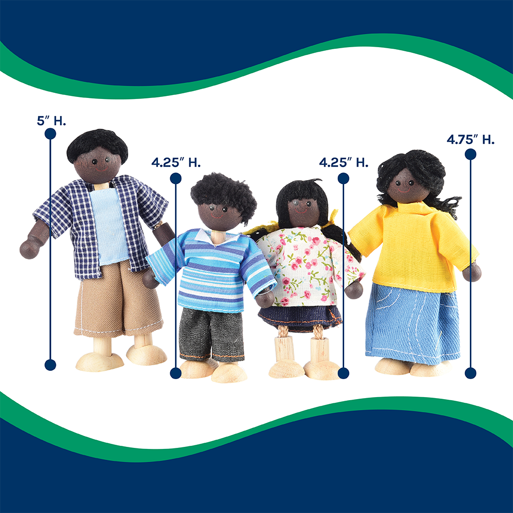 Bendable Wooden Dolls - African American Family | 4 Piece Set