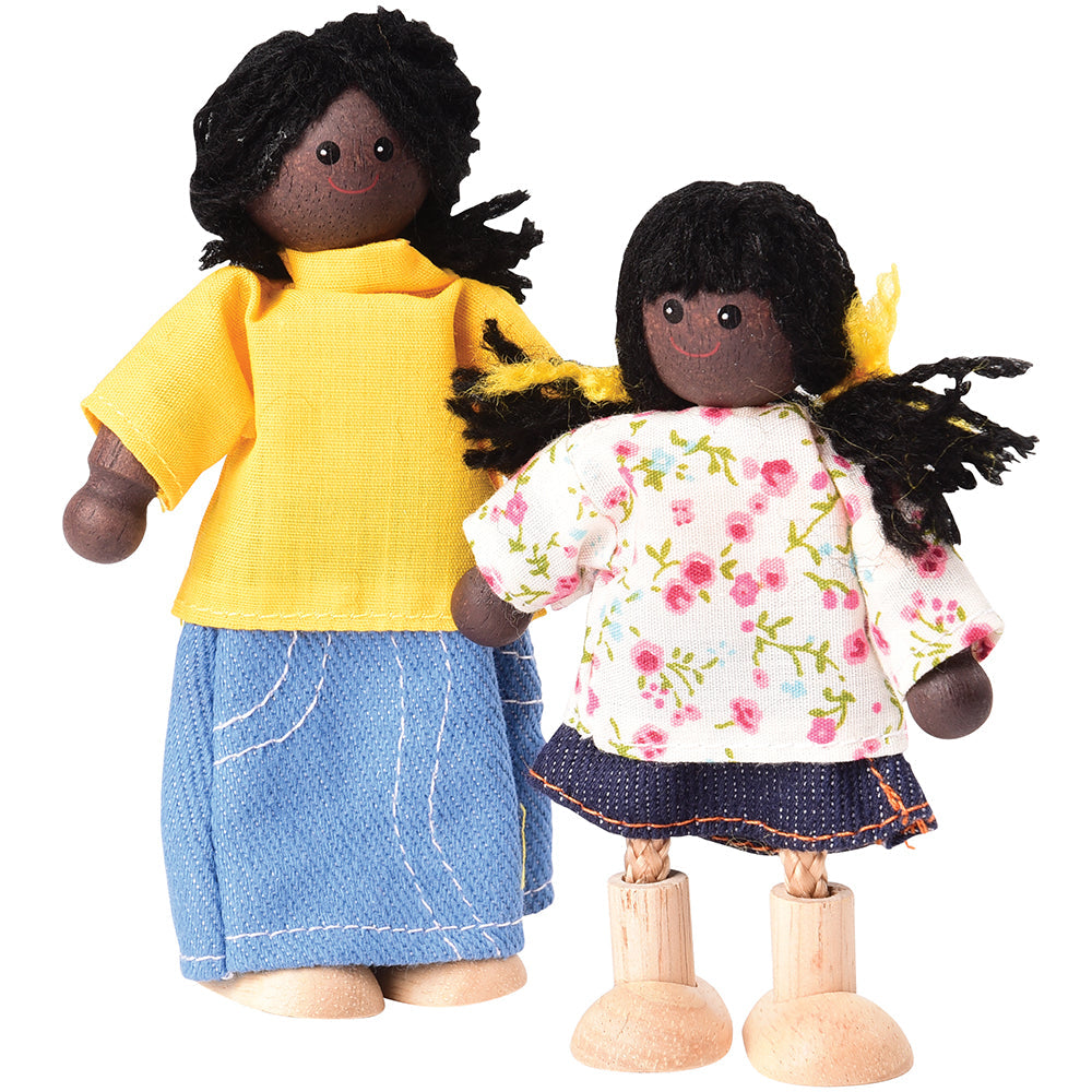 Bendable Wooden Dolls - African American Family | 4 Piece Set