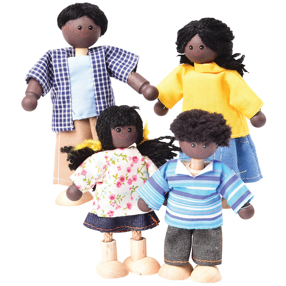 Bendable Wooden Dolls - African American Family | 4 Piece Set