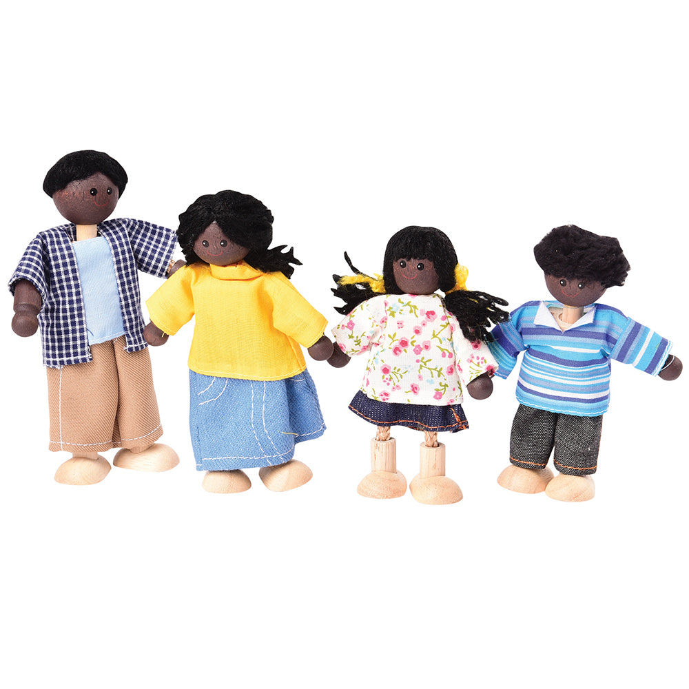 Bendable Wooden Dolls - African American Family | 4 Piece Set