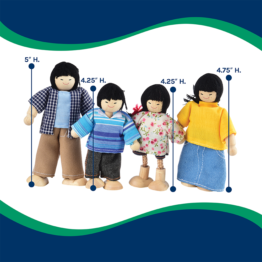 Bendable Wooden Dolls - Asian Family | 4 Piece Set