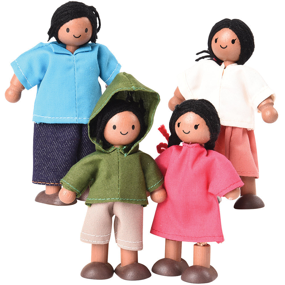 Bendable Wooden Dolls - Hispanic Family | 4 Piece Set