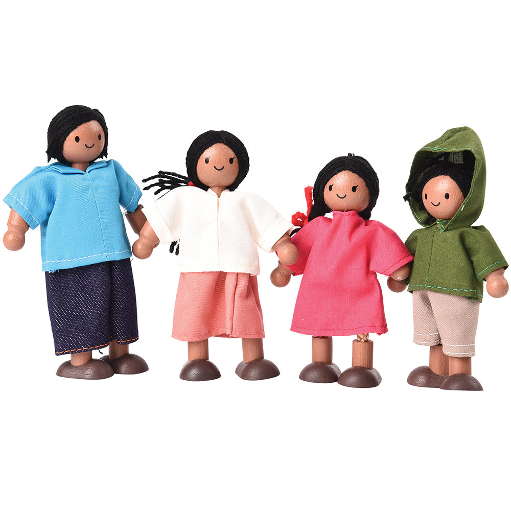 Bendable Wooden Dolls - Hispanic Family | 4 Piece Set