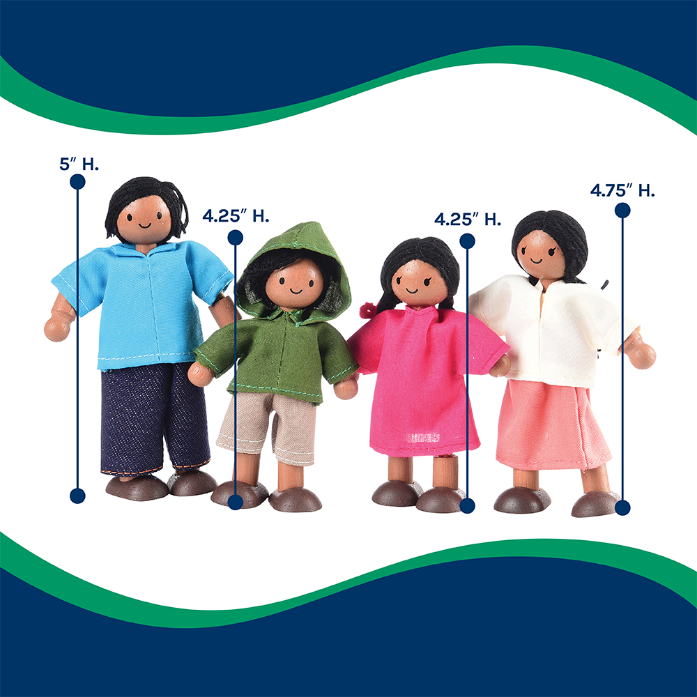 Bendable Wooden Dolls - Hispanic Family | 4 Piece Set