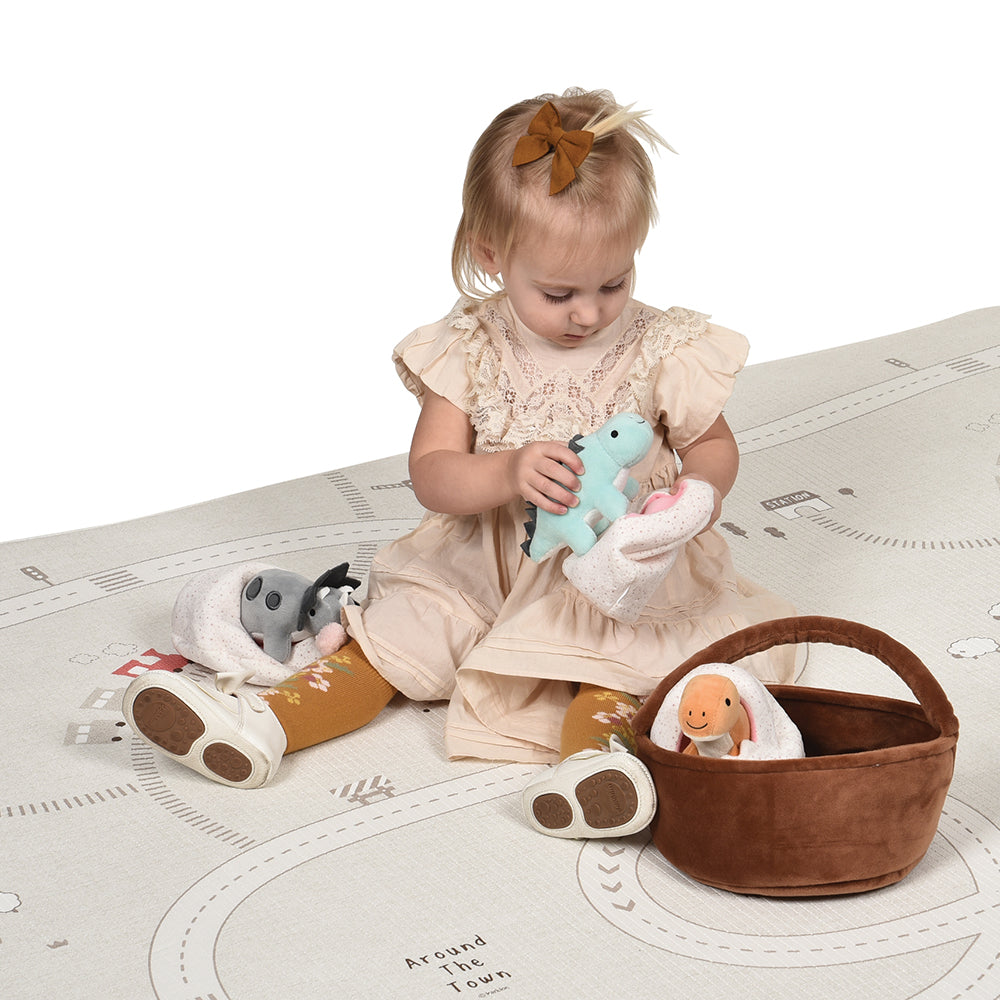 Prehistoric Basket of Dinos Plush Play Set | 7-Piece Soft Toy Set