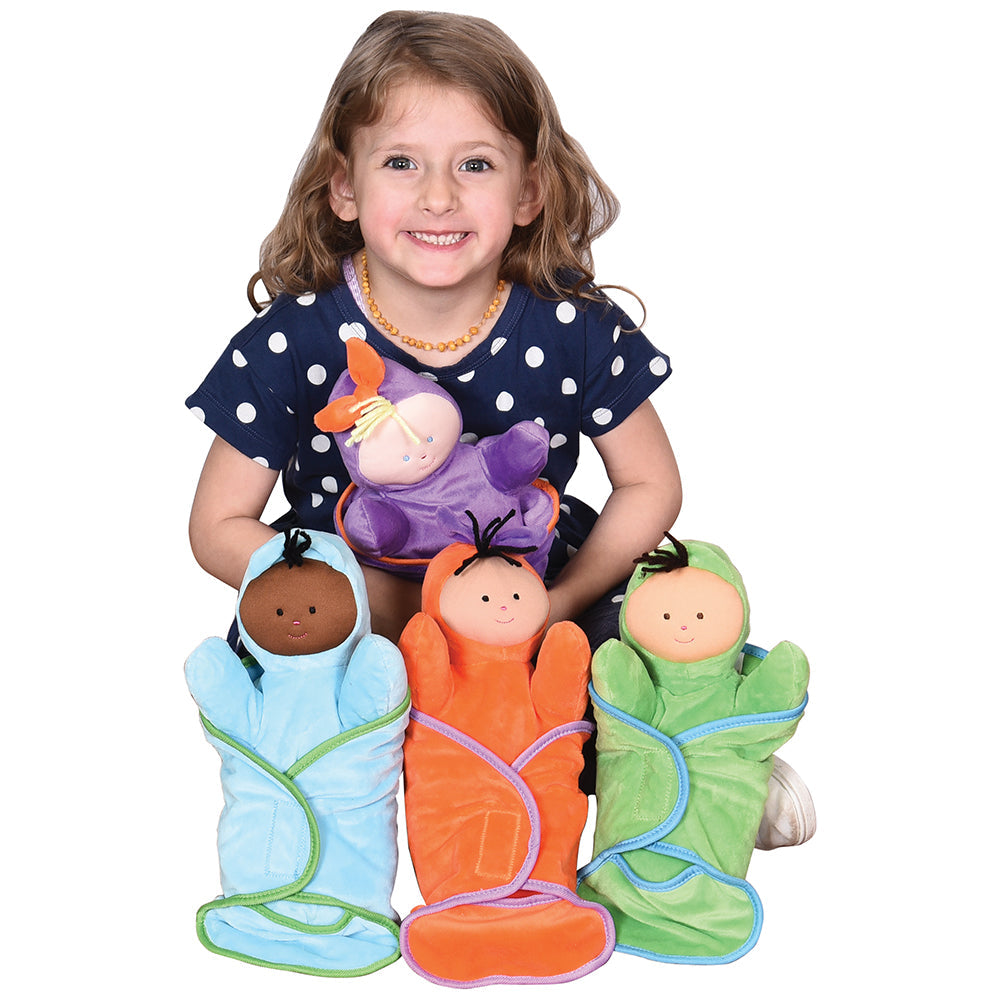 Circle Time Swaddle Babies Set | 4 Soft Baby Dolls with Matching Blankets