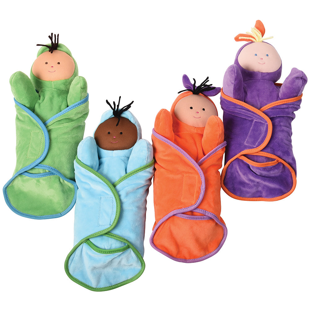 Circle Time Swaddle Babies Set | 4 Soft Baby Dolls with Matching Blankets